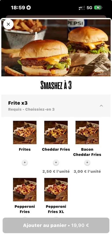 La personnalisation d'un produit : choisir ses frites et ses sauces